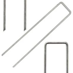 AMANKA Set 100 Piquets En Acier Galvanisé Ø3,2mm 150x30mm Ancrage Au Sol Pour Bâches Filets De Jardinage En U Anguleux -Tente de réception Soldes 10987257 3