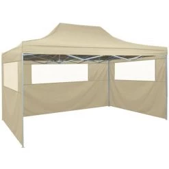 VidaXL Tente Pliable Avec 3 Parois 3 X 4,5 M Crème - Crème
