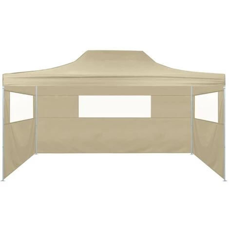 VidaXL Tente Pliable Avec 3 Parois 3 X 4,5 M Crème - Crème 4 VidaXL Tente Pliable Avec 3 Parois 3 X 4,5 M Crème - Crème – Image 2