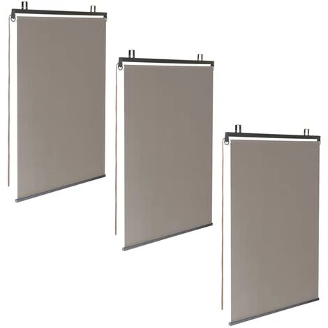 IDMARKET Lot De 3 Stores Enrouleurs L.124 X H. 225 CM Pour Pergola Taupe - Taupe 4 IDMARKET Lot De 3 Stores Enrouleurs L.124 X H. 225 CM Pour Pergola Taupe - Taupe - Image 2