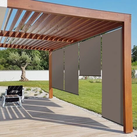 IDMARKET Lot De 3 Stores Enrouleurs L.124 X H. 225 CM Pour Pergola Taupe - Taupe 5 IDMARKET Lot De 3 Stores Enrouleurs L.124 X H. 225 CM Pour Pergola Taupe - Taupe - Image 3