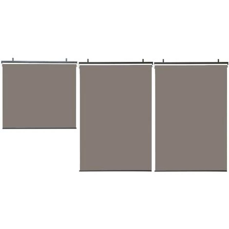 IDMARKET Lot De 3 Stores Enrouleurs L.124 X H. 225 CM Pour Pergola Taupe - Taupe 6 IDMARKET Lot De 3 Stores Enrouleurs L.124 X H. 225 CM Pour Pergola Taupe - Taupe - Image 4