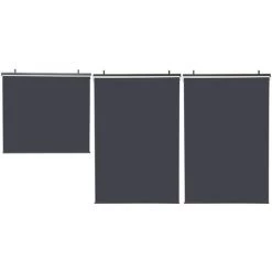 IDMARKET Lot De 3 Stores Enrouleurs L.124 X H. 225 CM Pour Pergola Gris Anthracite - Gris -Tente de réception Soldes 11190355 4