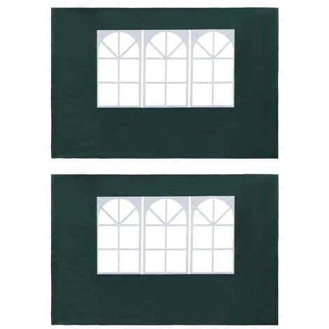 VidaXL Paroi De Tente De Réception 2 Pcs Avec Fenêtre PE Vert - Vert 3 VidaXL Paroi De Tente De Réception 2 Pcs Avec Fenêtre PE Vert - Vert