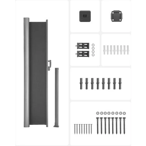 SONGMICS Alu Store Latéral 350 X 160cm Auvent Rétractable Extérieur Brise Vue Pour Terrasse Anthracite GSA165G - Anthracite 6 SONGMICS Alu Store Latéral 350 X 160cm Auvent Rétractable Extérieur Brise Vue Pour Terrasse Anthracite GSA165G - Anthracite - Image 4