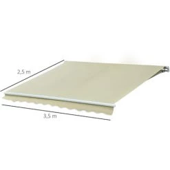 Outsunny Store Banne Manuel Rétractable Alu. Polyester Imperméabilisé Haute Densité 3,5L X 2,5l M Beige - Beige -Tente de réception Soldes 11491460 3