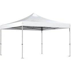 INTEROUGE Barnum Pliant Tonnelle 4x4m Alu 40 Polyester 300g/m² Pelliculé PVC + Sac De Transport Blanc