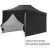 GREADEN Pack 4 CÔTÉS ( SANS STRUCTURE ) - NOIR - 3 MURS PLEINS AVEC UNE PORTE 420D POLYESTER PELLICULÉ ARGENTÉ 3X4,5M GAMME 32MM