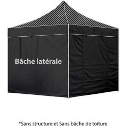 GREADEN Pack 4 CÔTÉS ( SANS STRUCTURE ) - NOIR - 3 MURS PLEINS AVEC UNE PORTE 420D POLYESTER ENDUCTION PVC 3X3M GAMME 40MM