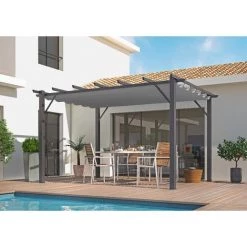 Habrita Pergola 100% Aluminium Couleur Grise 4,00 X 3,00 X 2,30 M - 12 M2 -Tente de réception Soldes 11754623 3