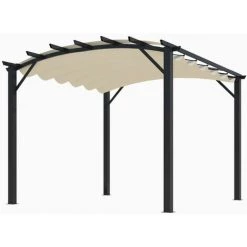 Habrita Pergola Structure Mixte 11,22 M2 - Toile Couleur écru