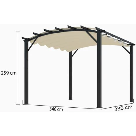 Habrita Pergola Structure Mixte 11,22 M2 - Toile Couleur écru 4 Habrita Pergola Structure Mixte 11,22 M2 - Toile Couleur écru – Image 2
