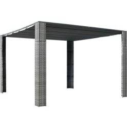 VidaXL Tonnelle Avec Toit Résine Tressée Gris Et Anthracite 300x300x200 Cm - Anthracite