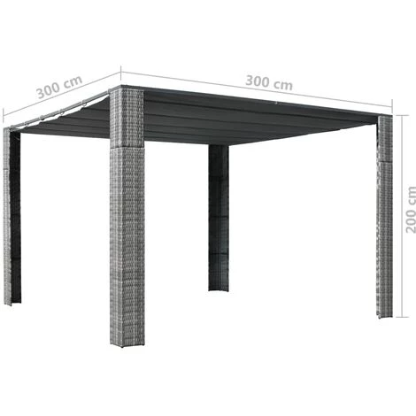 VidaXL Tonnelle Avec Toit Résine Tressée Gris Et Anthracite 300x300x200 Cm - Anthracite 6 VidaXL Tonnelle Avec Toit Résine Tressée Gris Et Anthracite 300x300x200 Cm - Anthracite – Image 4