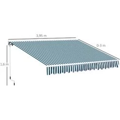 Outsunny Store Banne électrique Et Manuel Rétractable Dim. 3,95L X 3l (avancée) M Télécommande Fournie Alu. Polyester Haute Densité Imperméabilisé Anti-UV Vert Blanc Rayé 9 Outsunny Store Banne électrique Et Manuel Rétractable Dim. 3,95L X 3l (avancée) M Télécommande Fournie Alu. Polyester Haute Densité Imperméabilisé Anti-UV Vert Blanc Rayé -Tente de réception Soldes 11865966 3