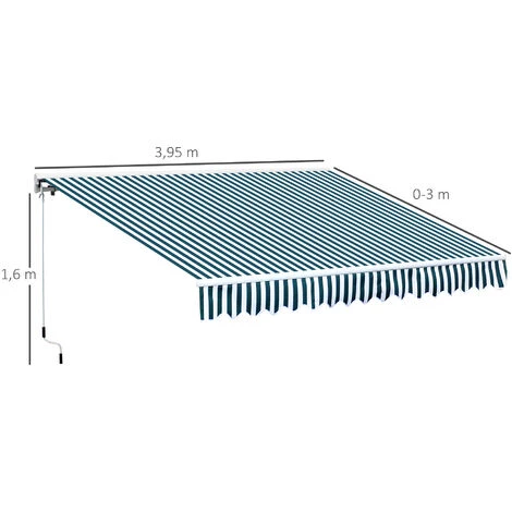 Outsunny Store Banne électrique Et Manuel Rétractable Dim. 3,95L X 3l (avancée) M Télécommande Fournie Alu. Polyester Haute Densité Imperméabilisé Anti-UV Vert Blanc Rayé 5 Outsunny Store Banne électrique Et Manuel Rétractable Dim. 3,95L X 3l (avancée) M Télécommande Fournie Alu. Polyester Haute Densité Imperméabilisé Anti-UV Vert Blanc Rayé - Image 3