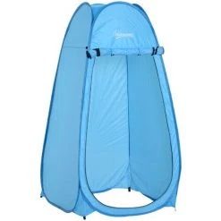Outsunny Tente De Douche Pliable Pop-up Automatique Instantanée Cabinet De Changement Camping Polyester Bleu