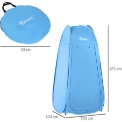 Outsunny Tente De Douche Pliable Pop-up Automatique Instantanée Cabinet De Changement Camping Polyester Bleu -Tente de réception Soldes 11865989 3