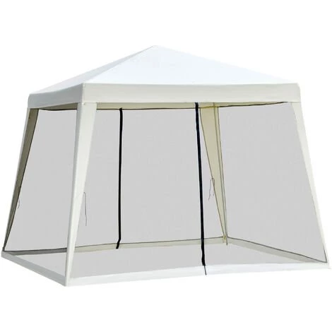 Outsunny Tonnelle Barnum Style Colonial Dim. 3L X 3l X 2,45H M 4 Moustiquaires 2 Zippées Beige Noir - Beige 3 Outsunny Tonnelle Barnum Style Colonial Dim. 3L X 3l X 2,45H M 4 Moustiquaires 2 Zippées Beige Noir - Beige