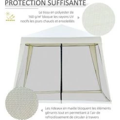 Outsunny Tonnelle Barnum Style Colonial Dim. 3L X 3l X 2,45H M 4 Moustiquaires 2 Zippées Beige Noir - Beige 11 Outsunny Tonnelle Barnum Style Colonial Dim. 3L X 3l X 2,45H M 4 Moustiquaires 2 Zippées Beige Noir - Beige -Tente de réception Soldes 11952804 5