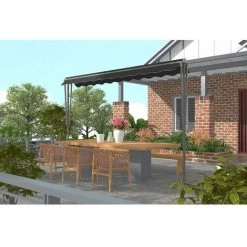 HABITAT ET JARDIN Store Banne Double Pente "Sola" - 3 X 3 M - Gris Foncé -Tente de réception Soldes 12227970 3