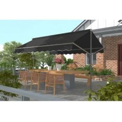 HABITAT ET JARDIN Store Banne Double Pente "Sola" - 3 X 3 M - Gris Foncé -Tente de réception Soldes 12227970 4