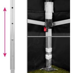TECTAKE Tonnelle De Jardin Terrasse Pliante Autoportée Réglable 6 X 3 M Structure En Aluminium à 2 Parois Noir + Sac De Transport - Noir -Tente de réception Soldes 12271607 3
