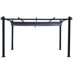 CONCEPT-USINE Pergola 4x3m Auto-portée Avec Toile Rétractable NILA - Gris