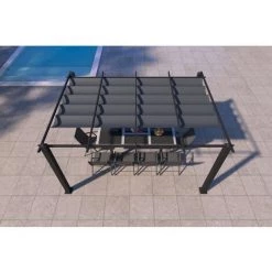 CONCEPT-USINE Pergola 4x3m Auto-portée Avec Toile Rétractable NILA - Gris -Tente de réception Soldes 12377103 3