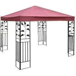 COSTWAY Toile De Rechange Pour Pavillon Toile De Toit Pour Tente Canopée Pour Tonnelles 300 X 300 Cm Vin Rouge -Tente de réception Soldes 12516167 4