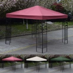 COSTWAY Toile De Rechange Pour Pavillon Toile De Toit Pour Tente Canopée Pour Tonnelles 300 X 300 Cm Vin Rouge -Tente de réception Soldes 12516167 5