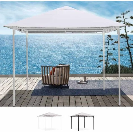 ELIOS PARASOLS Gazebo Et Tonnelle De Jardin En Acier De 3X3 Mètres Style Antivent Et UV | Blanc 3 ELIOS PARASOLS Gazebo Et Tonnelle De Jardin En Acier De 3X3 Mètres Style Antivent Et UV | Blanc