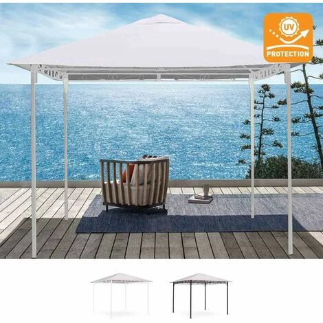ELIOS PARASOLS Gazebo Et Tonnelle De Jardin En Acier De 3X3 Mètres Style Antivent Et UV | Blanc 4 ELIOS PARASOLS Gazebo Et Tonnelle De Jardin En Acier De 3X3 Mètres Style Antivent Et UV | Blanc - Image 2