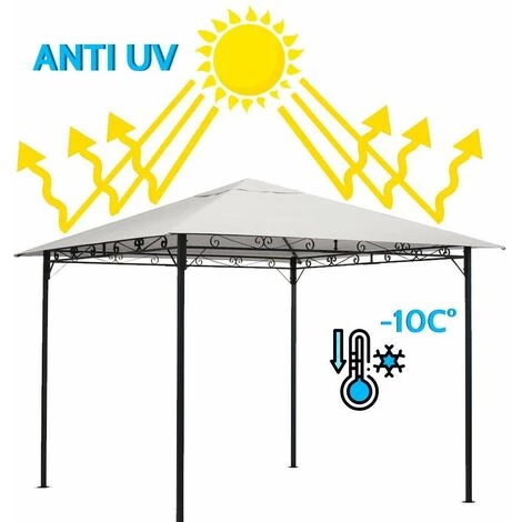 ELIOS PARASOLS Gazebo Et Tonnelle De Jardin En Acier De 3X3 Mètres Style Antivent Et UV | Blanc 6 ELIOS PARASOLS Gazebo Et Tonnelle De Jardin En Acier De 3X3 Mètres Style Antivent Et UV | Blanc - Image 4