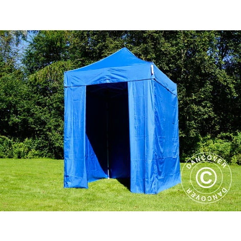 DANCOVER Tente Pliante Chapiteau Pliable Tonnelle Pliante Barnum Pliant FleXtents Basic V.2, 2x2m Bleu, Avec 4 Cotés - Bleu 5 DANCOVER Tente Pliante Chapiteau Pliable Tonnelle Pliante Barnum Pliant FleXtents Basic V.2, 2x2m Bleu, Avec 4 Cotés - Bleu – Image 3