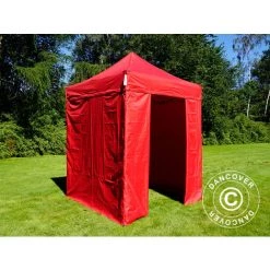 DANCOVER Tente Pliante Chapiteau Pliable Tonnelle Pliante Barnum Pliant FleXtents Basic V.2, 2x2m Rouge, Avec 4 Cotés - Rouge -Tente de réception Soldes 12729220 3