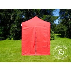 DANCOVER Tente Pliante Chapiteau Pliable Tonnelle Pliante Barnum Pliant FleXtents Basic V.2, 2x2m Rouge, Avec 4 Cotés - Rouge -Tente de réception Soldes 12729220 4