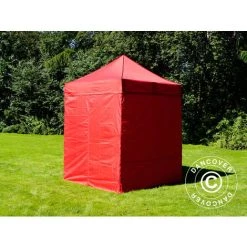 DANCOVER Tente Pliante Chapiteau Pliable Tonnelle Pliante Barnum Pliant FleXtents Basic V.2, 2x2m Rouge, Avec 4 Cotés - Rouge -Tente de réception Soldes 12729220 5