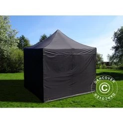 DANCOVER Tente Pliante Chapiteau Pliable Tonnelle Pliante Barnum Pliant FleXtents Basic V.3, 3x3m Noir, Avec 4 Cotés - Noir -Tente de réception Soldes 12729236 3