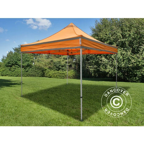 DANCOVER Tente Pliante Chapiteau Pliable Tonnelle Pliante Barnum Pliant FleXtents PRO, Tente De Chantier 3x3m Orange Réfléchissant - Orange 4 DANCOVER Tente Pliante Chapiteau Pliable Tonnelle Pliante Barnum Pliant FleXtents PRO, Tente De Chantier 3x3m Orange Réfléchissant - Orange – Image 2
