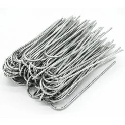 AMANKA Set 100 Piquets En Acier Galvanisé Ø3,2mm 150x30mm Ancrage Au Sol Pour Bâches Filets De Jardinage En U Arrondi
