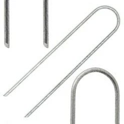 AMANKA Set 100 Piquets En Acier Galvanisé Ø3,2mm 150x30mm Ancrage Au Sol Pour Bâches Filets De Jardinage En U Arrondi -Tente de réception Soldes 12736507 3