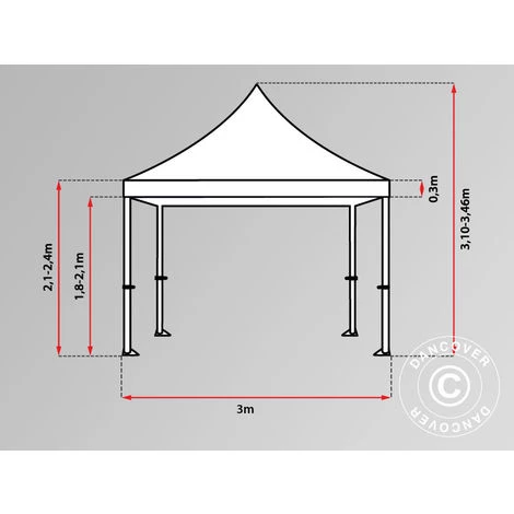 DANCOVER Tente Pliante Chapiteau Pliable Tonnelle Pliante Barnum Pliant FleXtents PRO "Morocco" 3x3m Blanc - Blanc 7 DANCOVER Tente Pliante Chapiteau Pliable Tonnelle Pliante Barnum Pliant FleXtents PRO "Morocco" 3x3m Blanc - Blanc - Image 5