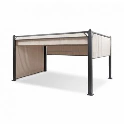 Blumfeldt Pantheon Cortina Pavillon Avec Auvent 3x4 M 4 Parois Latérales Beige