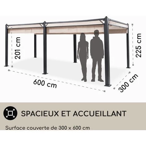 Blumfeldt Blumfeldt Pantheon Cortina Pavillon Avec Auvent 3x6 M 4 Parois Latérales Beige 6 Blumfeldt Blumfeldt Pantheon Cortina Pavillon Avec Auvent 3x6 M 4 Parois Latérales Beige - Image 4