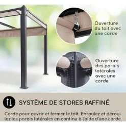 Blumfeldt Blumfeldt Pantheon Cortina Pavillon Avec Auvent 3x6 M 4 Parois Latérales Beige 11 Blumfeldt Blumfeldt Pantheon Cortina Pavillon Avec Auvent 3x6 M 4 Parois Latérales Beige -Tente de réception Soldes 13187740 5