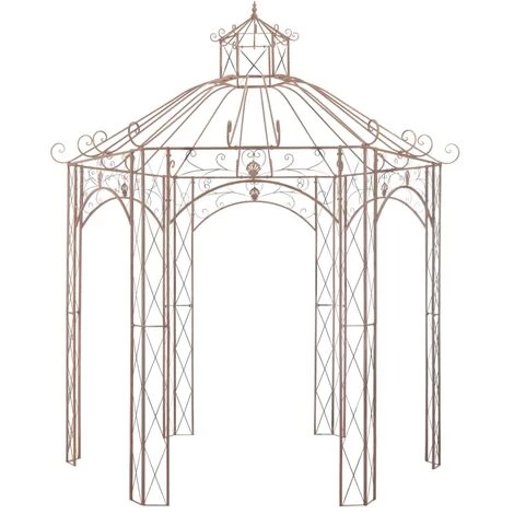 Pavillon De Jardin Marron Antique 3 M Fer VidaXL 4 Pavillon De Jardin Marron Antique 3 M Fer VidaXL - Image 2