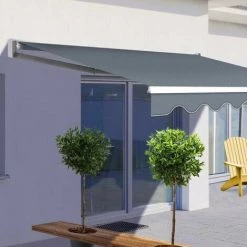 TERRE JARDIN Store Banne Manuel 3.95x3 M Anthracite - Anthracite -Tente de réception Soldes 13249379 3