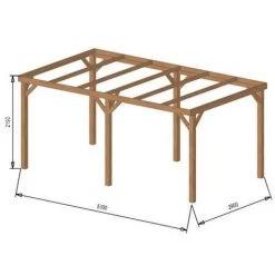 WMU Pergola Bois Avec Bandeau |15 M2 - 3 X 5 | Autoportante - Origine France - (Option 1 - Sans Visserie Et Pieds)