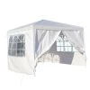 WILTEC Tonnelle De Jardin 3x3m Blanche Avec Panneaux Latéraux Amovibles Grandes Fenêtres Tente Fête Camping